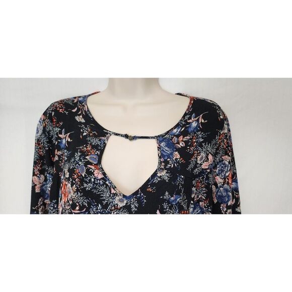 American Eagle Outfitters 3/4 Balloon Sleeve Keyhole Neck Floral S/P - Picture 5 of 8